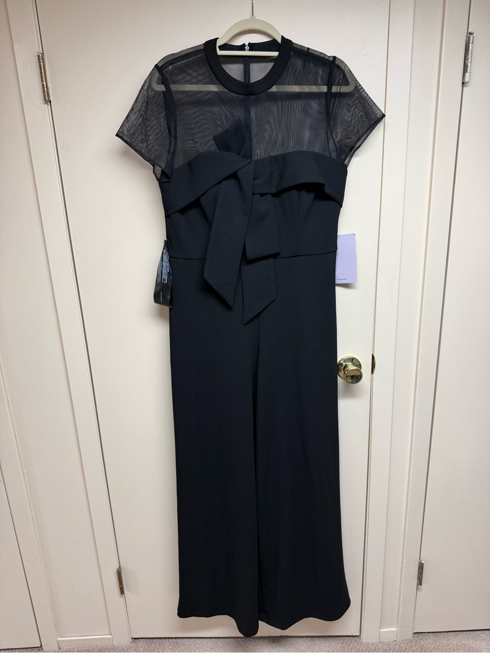 JS Collections Black stretch crepe Jumpsuit with Front bow